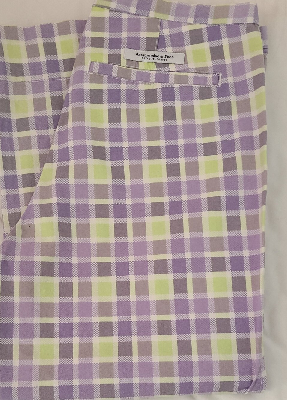 Abercrombie & Fitch Purple and Lime Plaid Crop Pants